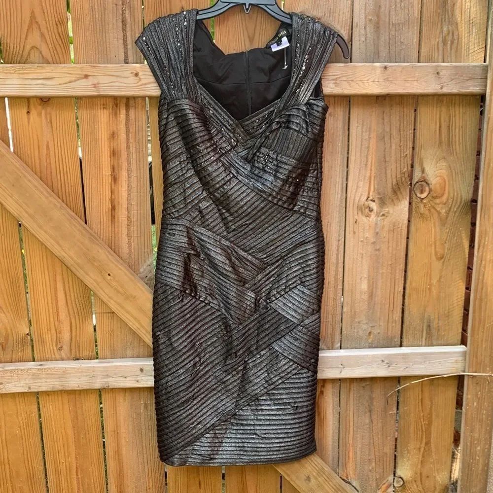 Tadashi Shoji Black and Silver Mini Dress